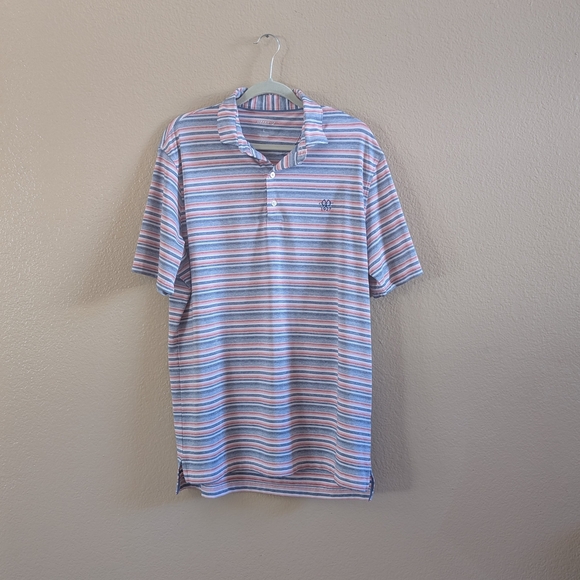 johnnie-O Multicolor Striped Short Sleeve Performance  Polo Shirt - Picture 1 of 4